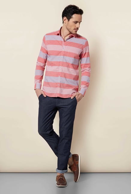 Easies Red Motif Stripe Shirt Easies Red Motif Stripe Shirt