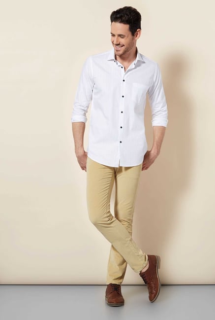 Easies White Self Print Shirt Easies White Self Print Shirt