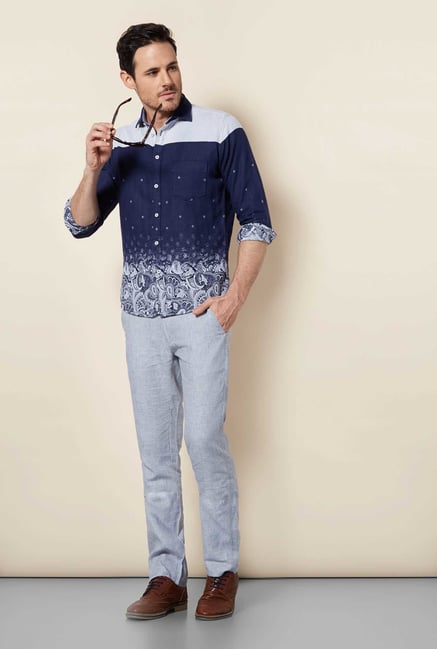 Easies Blue Polka Print Shirt Easies Blue Polka Print Shirt