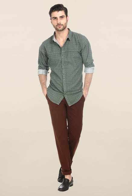Basics Green Twill Butta Shirt Basics Green Twill Butta Shirt