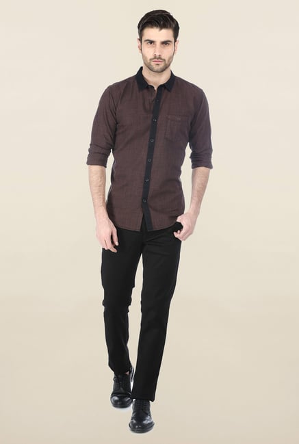 Basics Brown Houndstooth Shirt Basics Brown Houndstooth Shirt