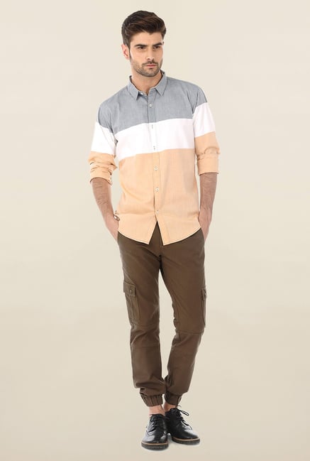 Basics Beige Twill Weave Shirt Basics Beige Twill Weave Shirt
