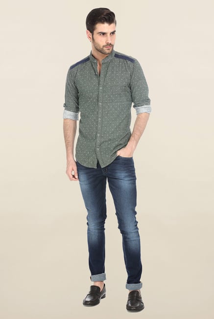 Basics Green Twill Woven Shirt Basics Green Twill Woven Shirt