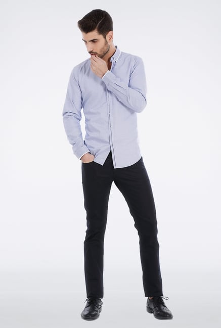 Basics Blue Houndstooth Shirt Basics Blue Houndstooth Shirt