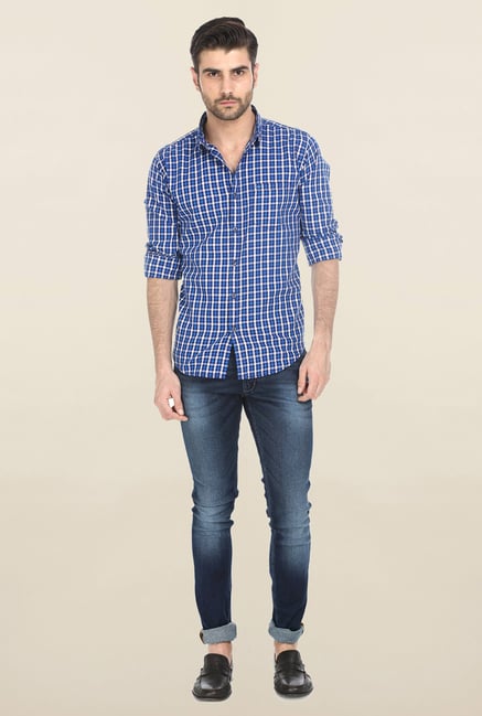 Basics Blue Shepherd Checked Shirt Basics Blue Shepherd Checked Shirt