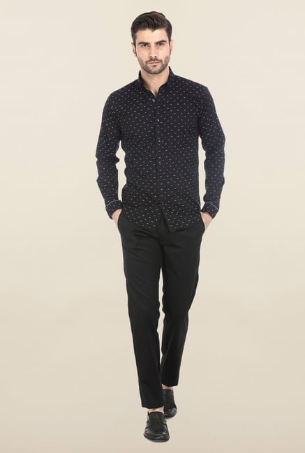 Basics Black Jacquard Butta Shirt Basics Black Jacquard Butta Shirt