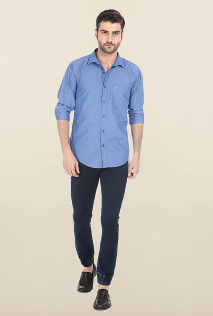 Basics Blue Cotton Shirt Basics Blue Cotton Shirt