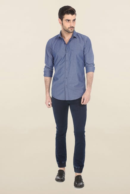 Basics Navy Cotton Shirt Basics Navy Cotton Shirt