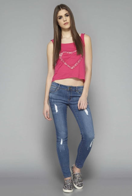 Nuon by Westside Dark Blue Distressed Skinny Fit Jeans Nuon by Westside Dark Blue Distressed Skinny Fit Jeans
