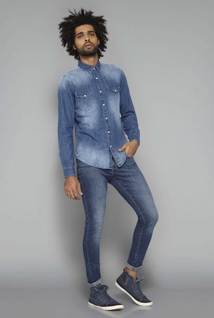Nuon by Westside Blue Solid Shirt Nuon by Westside Blue Solid Shirt