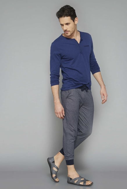 ETA Indigo Henley Cotton T Shirt ETA Indigo Henley Cotton T Shirt