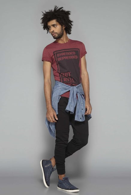 Nuon by Westside Red Crew Neck Cotton T Shirt Nuon by Westside Red Crew Neck Cotton T Shirt