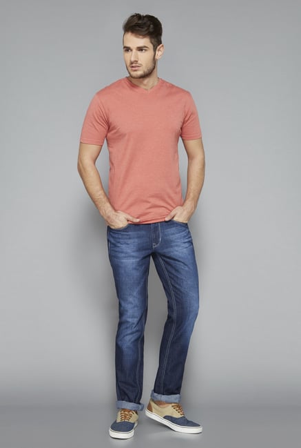 Westsport Orange V Neck Cotton T Shirt Westsport Orange V Neck Cotton T Shirt