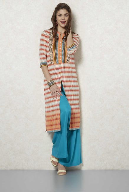 Fusion Beats Orange Kirt Kurta Fusion Beats Orange Kirt Kurta
