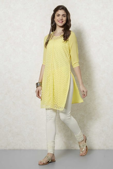Fusion Beats Yellow Embroidered Kurta Fusion Beats Yellow Embroidered Kurta