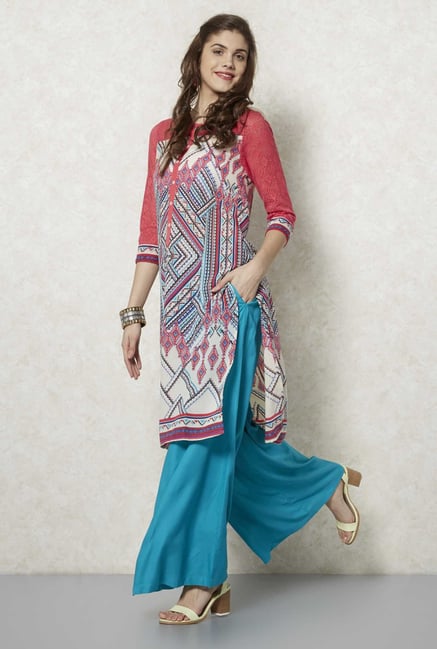 Fusion Beats Multicolor Bohemian Print Kurta Fusion Beats Multicolor Bohemian Print Kurta