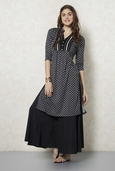 Fusion Beats Black Printed Dhar Kurta Fusion Beats Black Printed Dhar Kurta