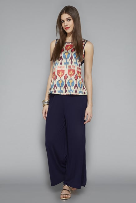 Bombay Paisley Navy Solid Palazzo Bombay Paisley Navy Solid Palazzo