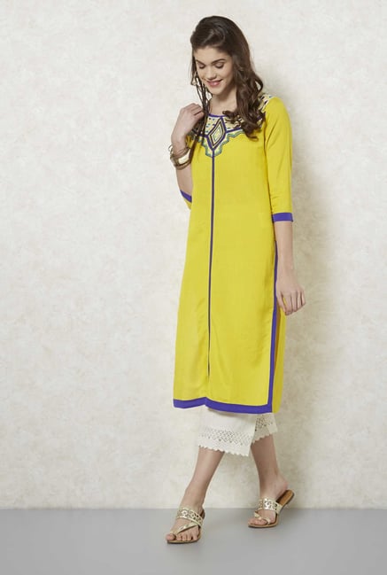 Fusion Beats Lime Embroidered Kurta Fusion Beats Lime Embroidered Kurta