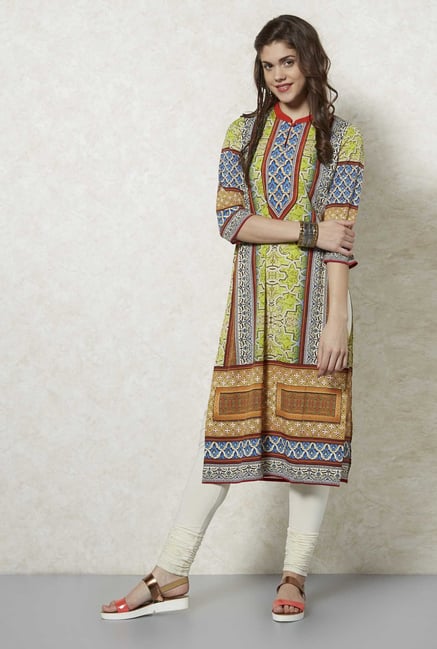 Fusion Beats Multicolor Ikat Print Kurta Fusion Beats Multicolor Ikat Print Kurta