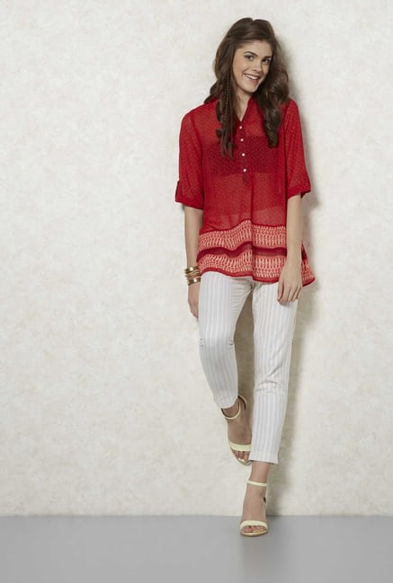 Fusion Beats Red Printed Kurta Fusion Beats Red Printed Kurta