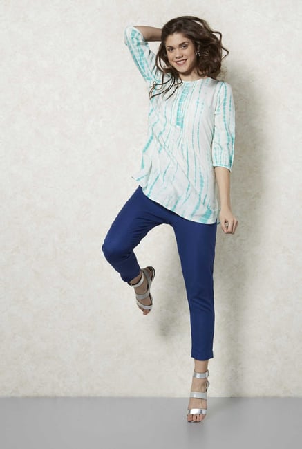Fusion Beats Turquoise Blot Printed Kurta Fusion Beats Turquoise Blot Printed Kurta