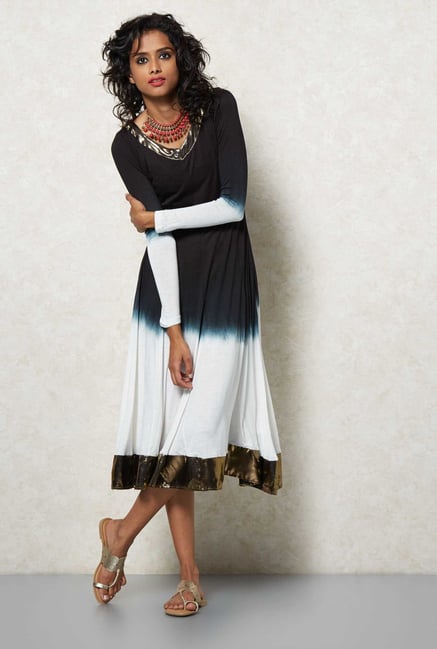 Ira Soleil Black Dip Dyed Anarkali Kurta Dress Ira Soleil Black Dip Dyed Anarkali Kurta Dress