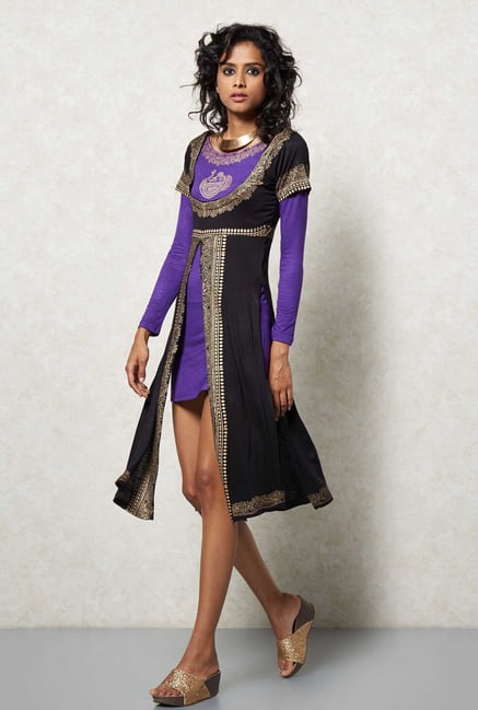 Ira Soleil Black Double Layered Kurti Ira Soleil Black Double Layered Kurti