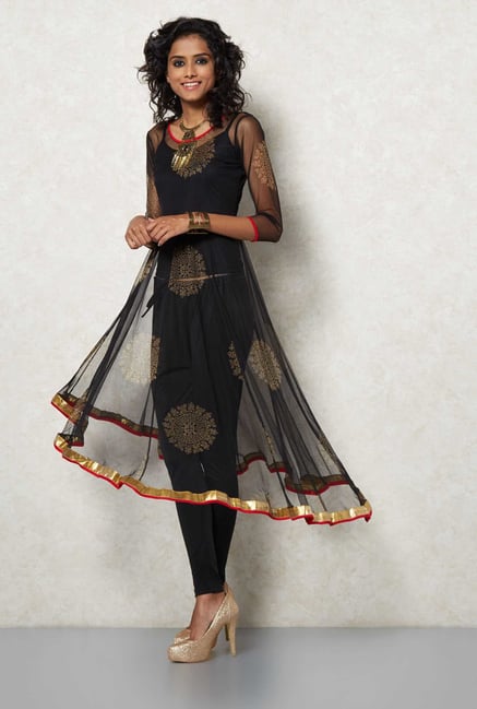 Ira Soleil Black Anarkali Set Ira Soleil Black Anarkali Set