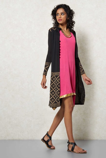 Ira Soleil Pink Kurta & Jacket Set Ira Soleil Pink Kurta & Jacket Set