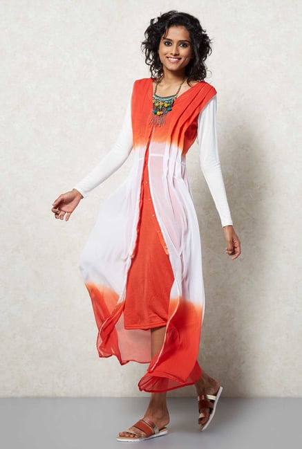 Ira Soleil Orange Dip Dyed Kurti Set Ira Soleil Orange Dip Dyed Kurti Set