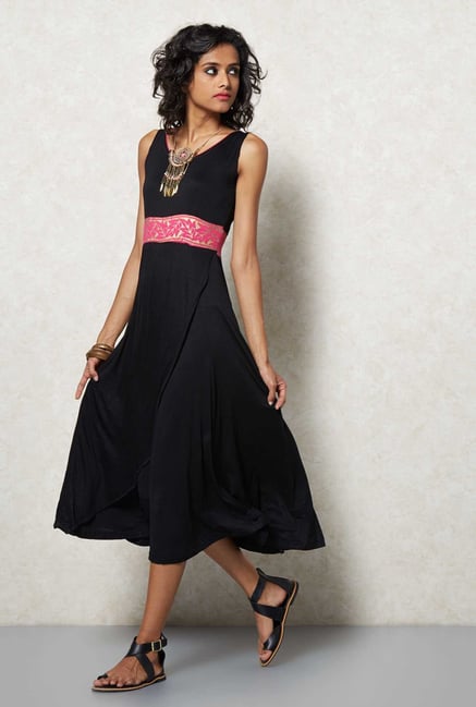 Ira Soleil Black Fit & Flare Dress Ira Soleil Black Fit & Flare Dress