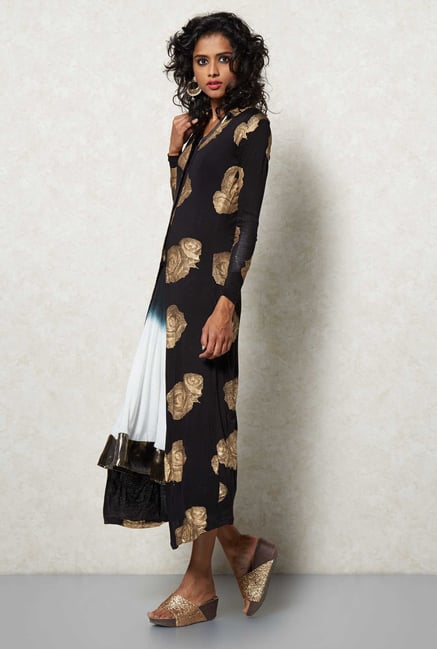 Ira Soleil Black Rose Printed Shrug Jacket Ira Soleil Black Rose Printed Shrug Jacket