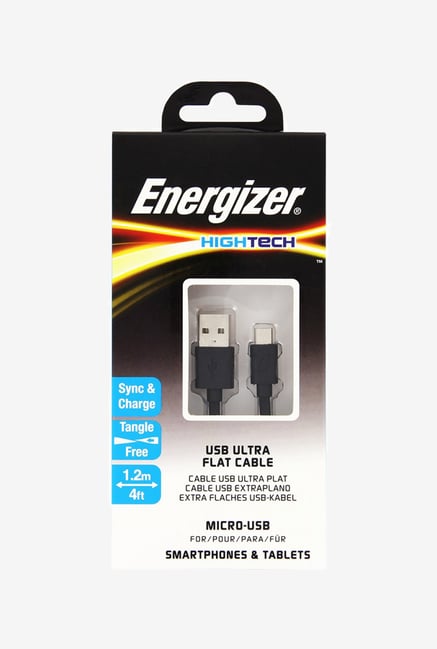 Energizer 1.2m C21UBMCGBK4 Flat Micro USB Cable Black Energizer 1.2m C21UBMCGBK4 Flat Micro USB Cable Black