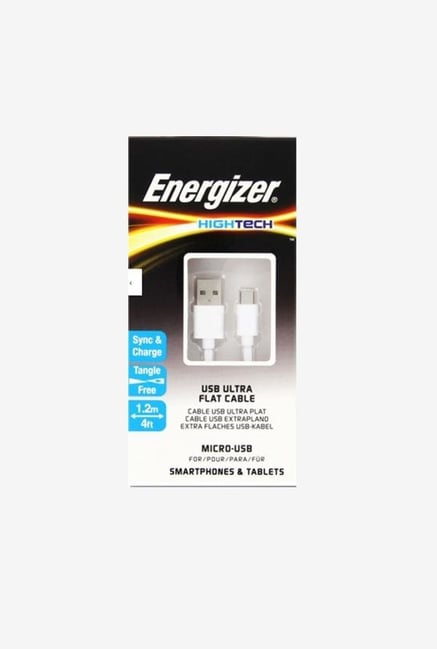 Energizer 1.2m C21UBMCGWH4 Flat Micro USB Cable White Energizer 1.2m C21UBMCGWH4 Flat Micro USB Cable White