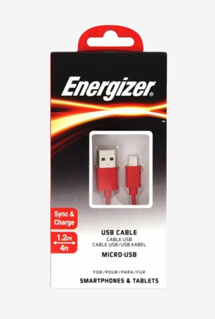 Energizer C12UBMCGRD4 1.2m Micro USB Cable Red Energizer C12UBMCGRD4 1.2m Micro USB Cable Red