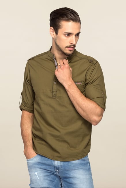 Spykar Green Ranger Solid Slim Fit Shirt Spykar Green Ranger Solid Slim Fit Shirt