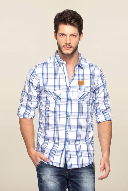 Spykar White Ranger Checks Cotton Shirt Spykar White Ranger Checks Cotton Shirt
