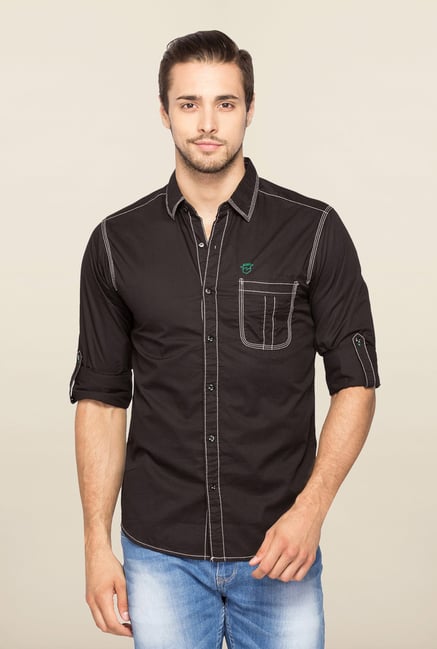 Spykar Black Ranger Solid Slim Fit Shirt Spykar Black Ranger Solid Slim Fit Shirt