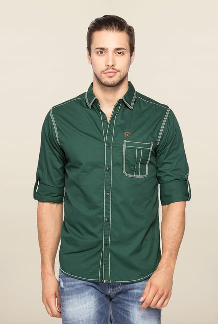 Spykar Green Ranger Full Sleeves Slim Fit Shirt Spykar Green Ranger Full Sleeves Slim Fit Shirt