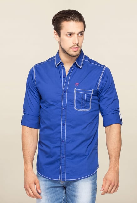 Spykar Blue Ranger Full Sleeves Slim Fit Shirt Spykar Blue Ranger Full Sleeves Slim Fit Shirt