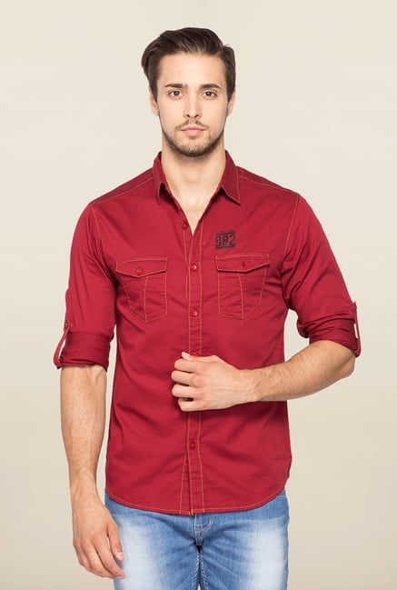 Spykar Red Ranger Full Sleeves Casual Shirt Spykar Red Ranger Full Sleeves Casual Shirt