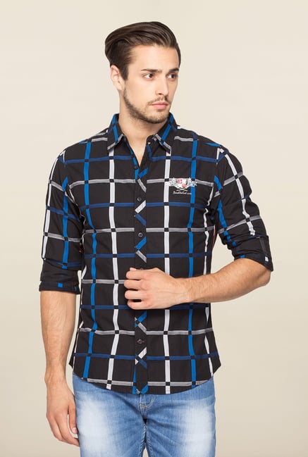 Spykar Black Ranger Checks Slim Fit Shirt Spykar Black Ranger Checks Slim Fit Shirt