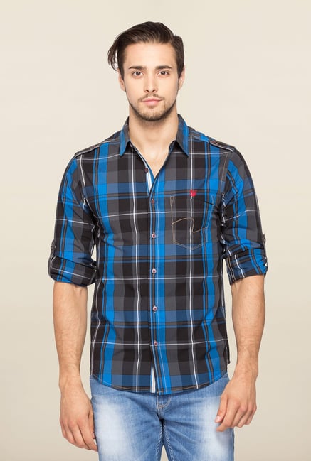 Spykar Blue Ranger Checks Casual Shirt Spykar Blue Ranger Checks Casual Shirt