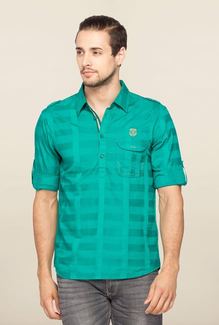 Spykar Green Ranger Checks Slim Fit Shirt Spykar Green Ranger Checks Slim Fit Shirt