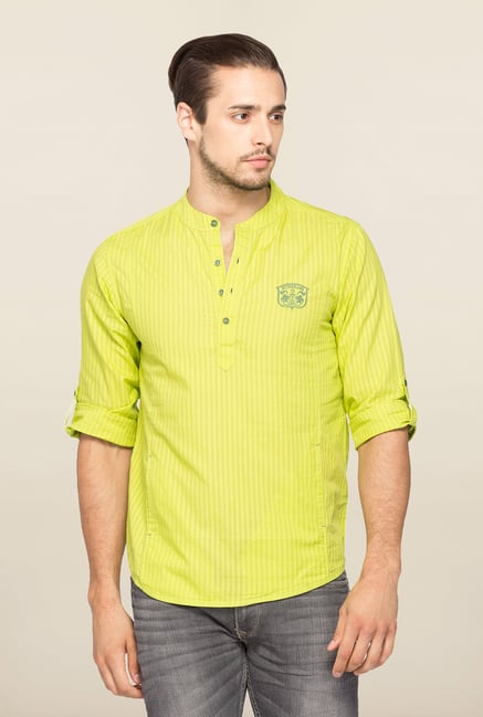 Spykar Lime Stripe Slim Fit Shirt Spykar Lime Stripe Slim Fit Shirt