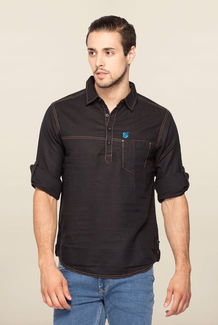 Spykar Black Ranger Solid Cotton Shirt Spykar Black Ranger Solid Cotton Shirt