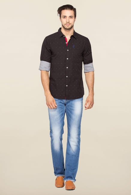 Spykar Black Ranger Dot Printed Shirt Spykar Black Ranger Dot Printed Shirt
