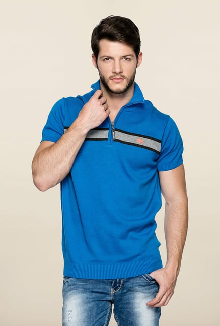 Spykar Blue Polo Cotton T Shirt Spykar Blue Polo Cotton T Shirt