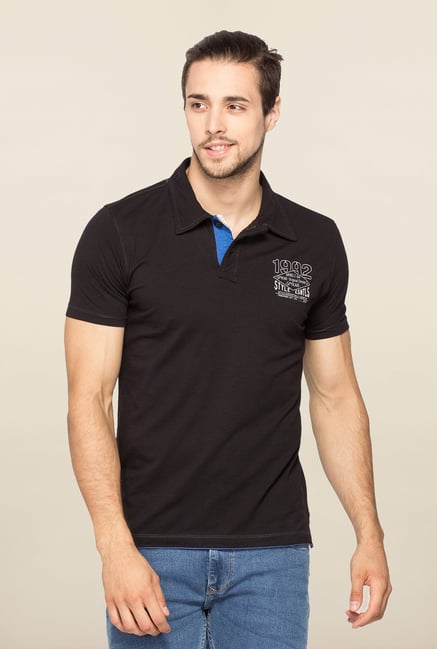 Spykar Black Slim Fit Casual T Shirt Spykar Black Slim Fit Casual T Shirt